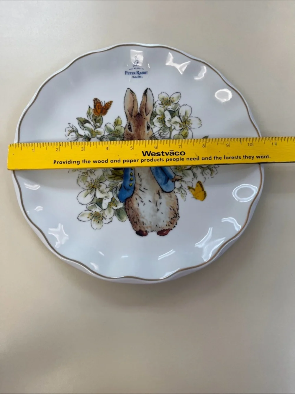 Beatrix Potter Peter Rabbit Dinner Plate 10 3/4 Inches w/ Scalloped Edging
